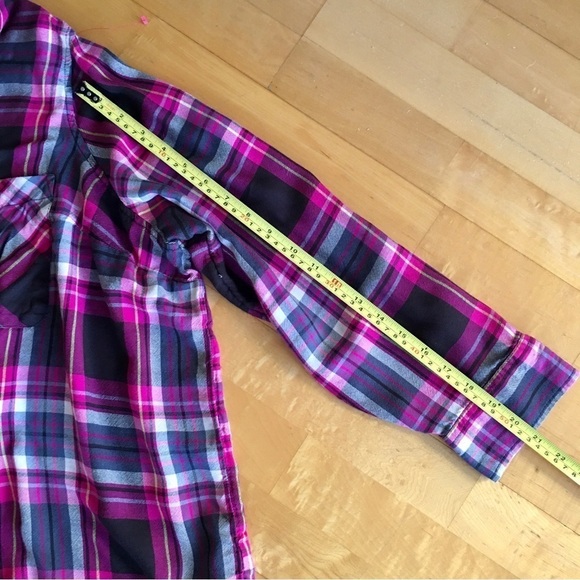 Terra & Sky Plaid Button Down Blouse, Pink, Black, Size 4X - Picture 13 of 17